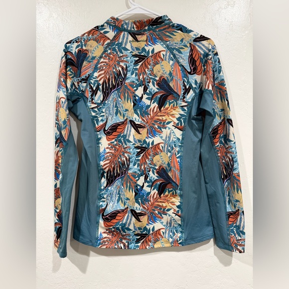 Patagonia Teal Floral Long Sleeve Women's Micro Swell Rashguard Top size M - Picture 7 of 11